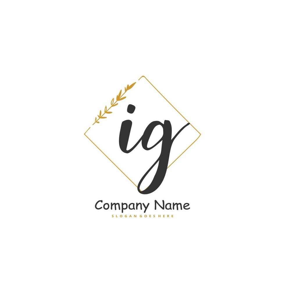 IG Initial handwriting and signature logo design with circle. Beautiful design handwritten logo for fashion, team, wedding, luxury logo. vector