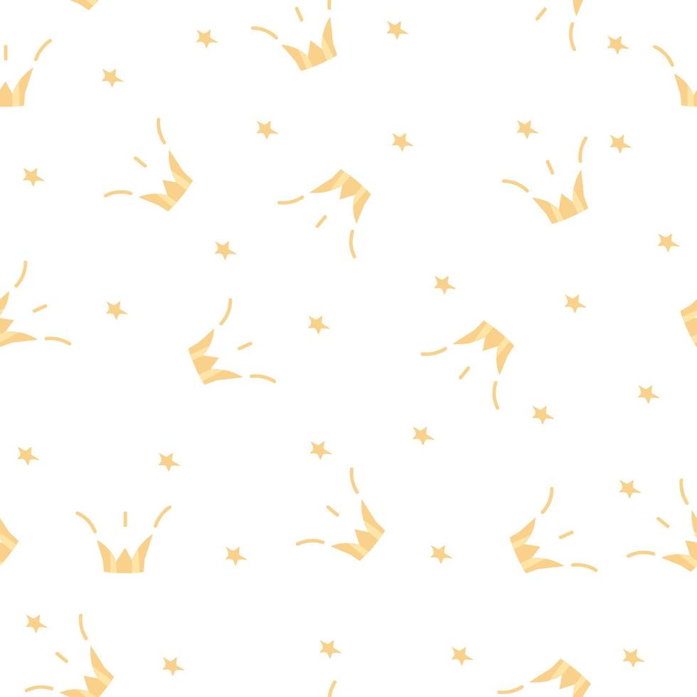 corona de patrón dorado sin costuras sobre un fondo blanco. ilustración vectorial vector