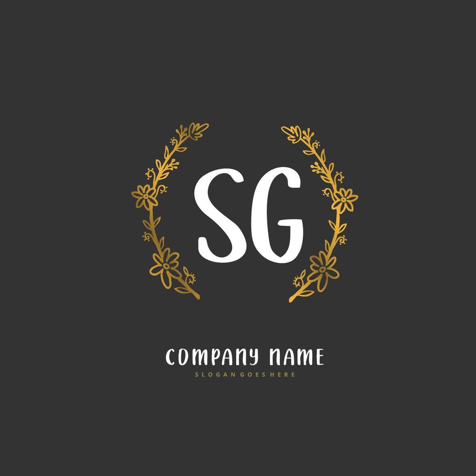 SG Initial handwriting and signature logo design with circle. Beautiful design handwritten logo for fashion, team, wedding, luxury logo. vector