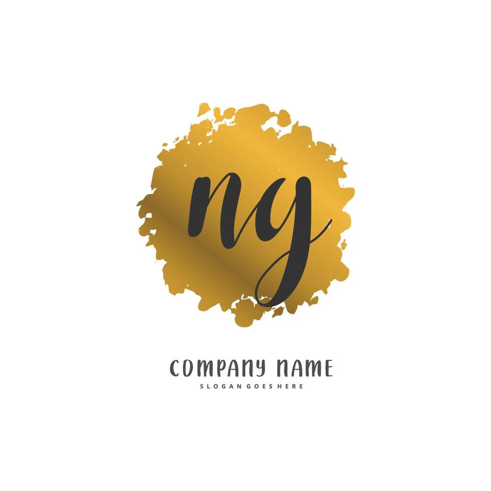 NG Initial handwriting and signature logo design with circle. Beautiful design handwritten logo for fashion, team, wedding, luxury logo. vector