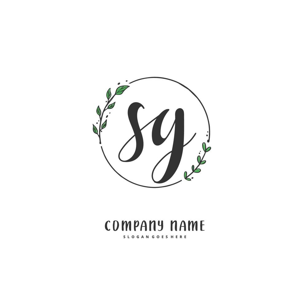 SG Initial handwriting and signature logo design with circle. Beautiful design handwritten logo for fashion, team, wedding, luxury logo. vector