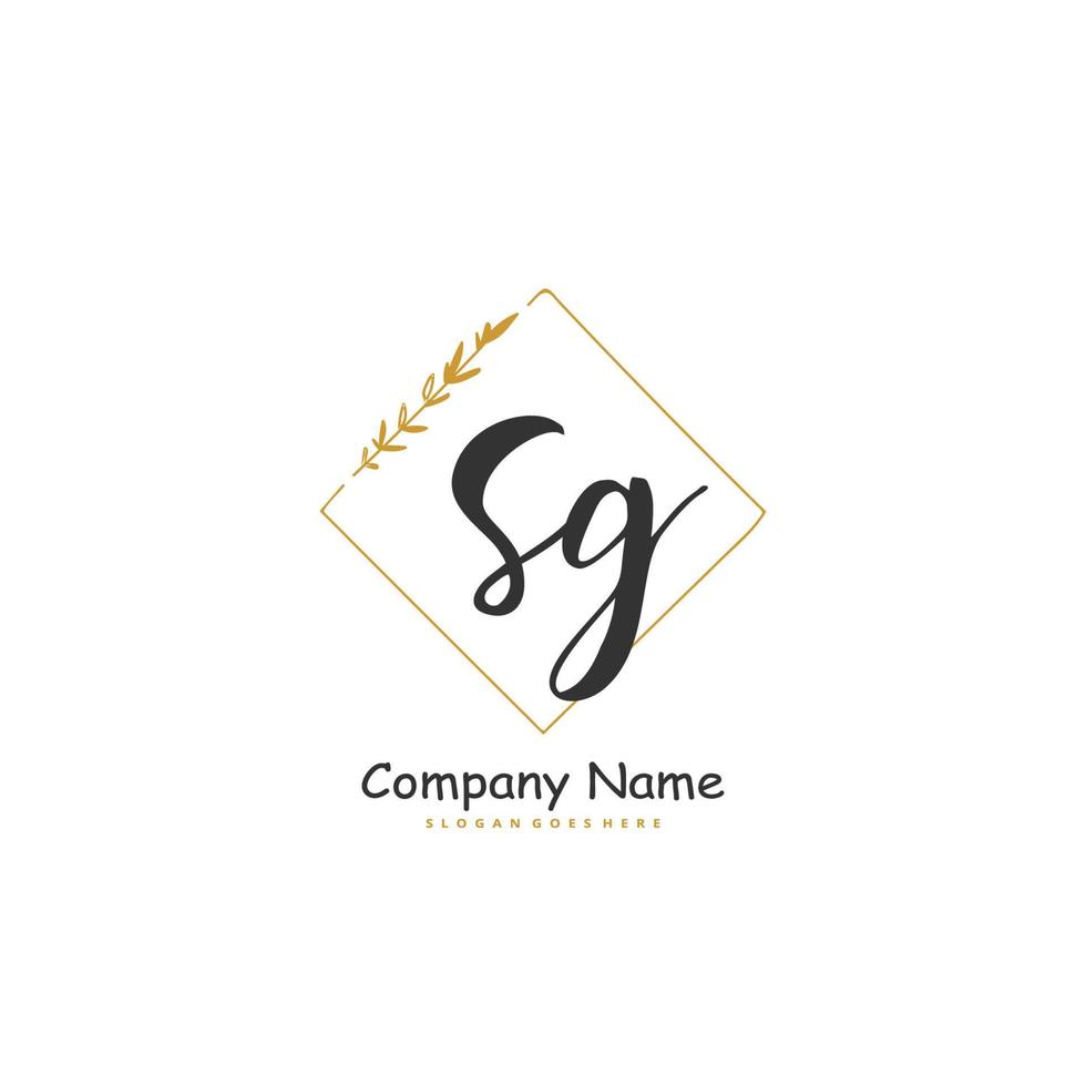 sg escritura a mano inicial y diseño de logotipo de firma con círculo. hermoso diseño de logotipo escrito a mano para moda, equipo, boda, logotipo de lujo. vector