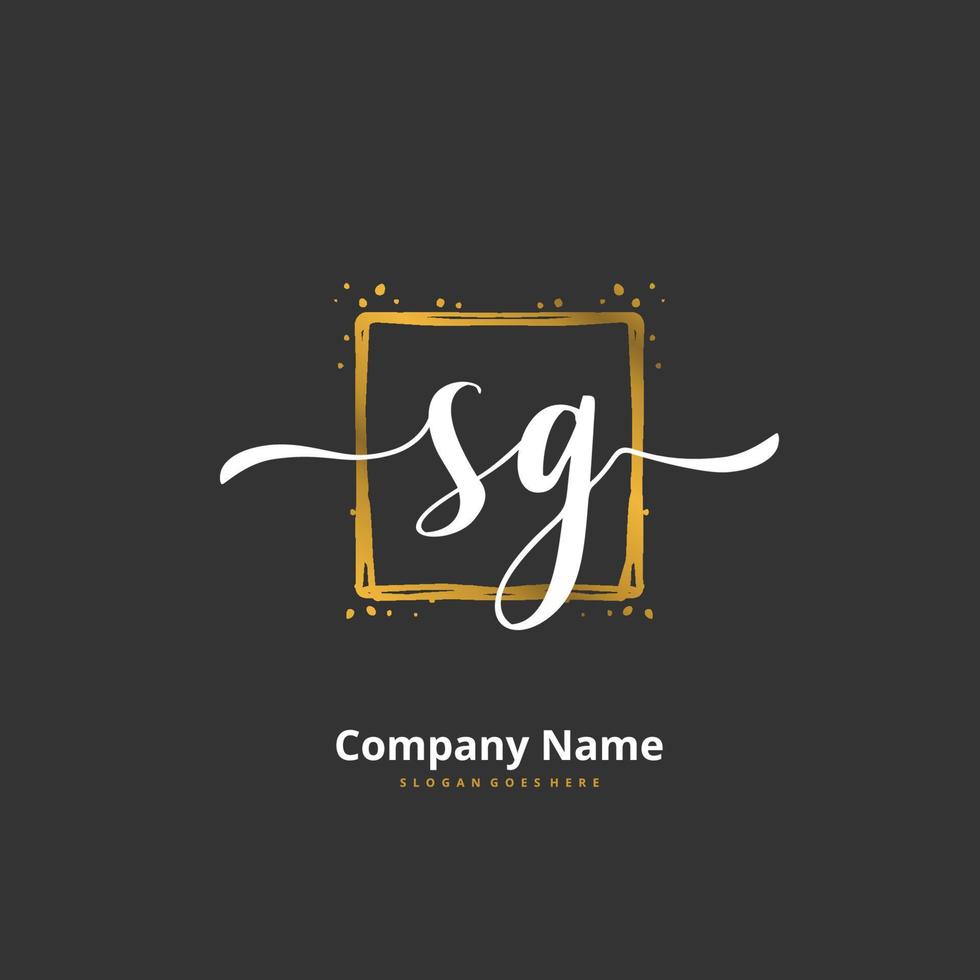 SG Initial handwriting and signature logo design with circle. Beautiful design handwritten logo for fashion, team, wedding, luxury logo. vector