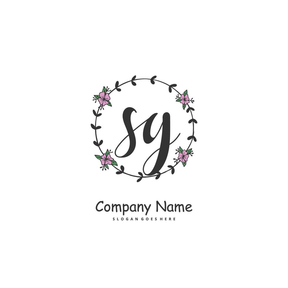 SG Initial handwriting and signature logo design with circle. Beautiful design handwritten logo for fashion, team, wedding, luxury logo. vector
