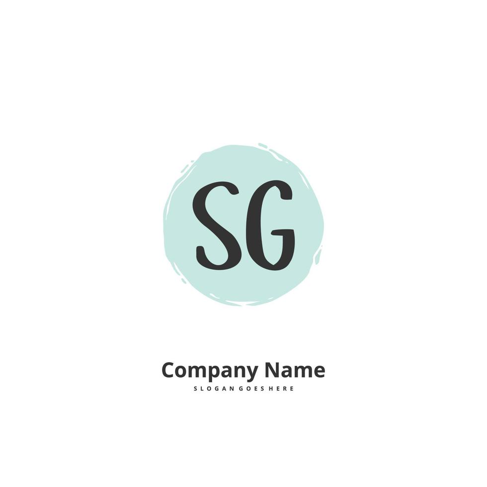SG Initial handwriting and signature logo design with circle. Beautiful design handwritten logo for fashion, team, wedding, luxury logo. vector