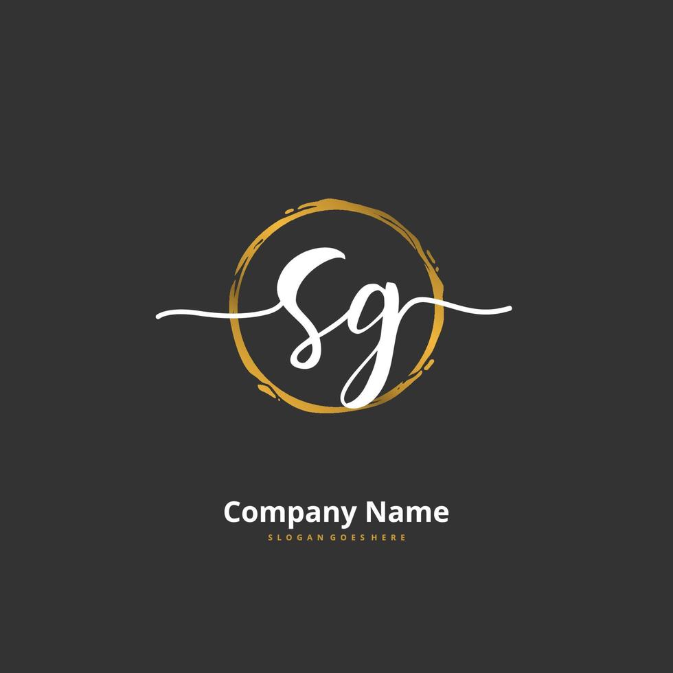 SG Initial handwriting and signature logo design with circle. Beautiful design handwritten logo for fashion, team, wedding, luxury logo. vector