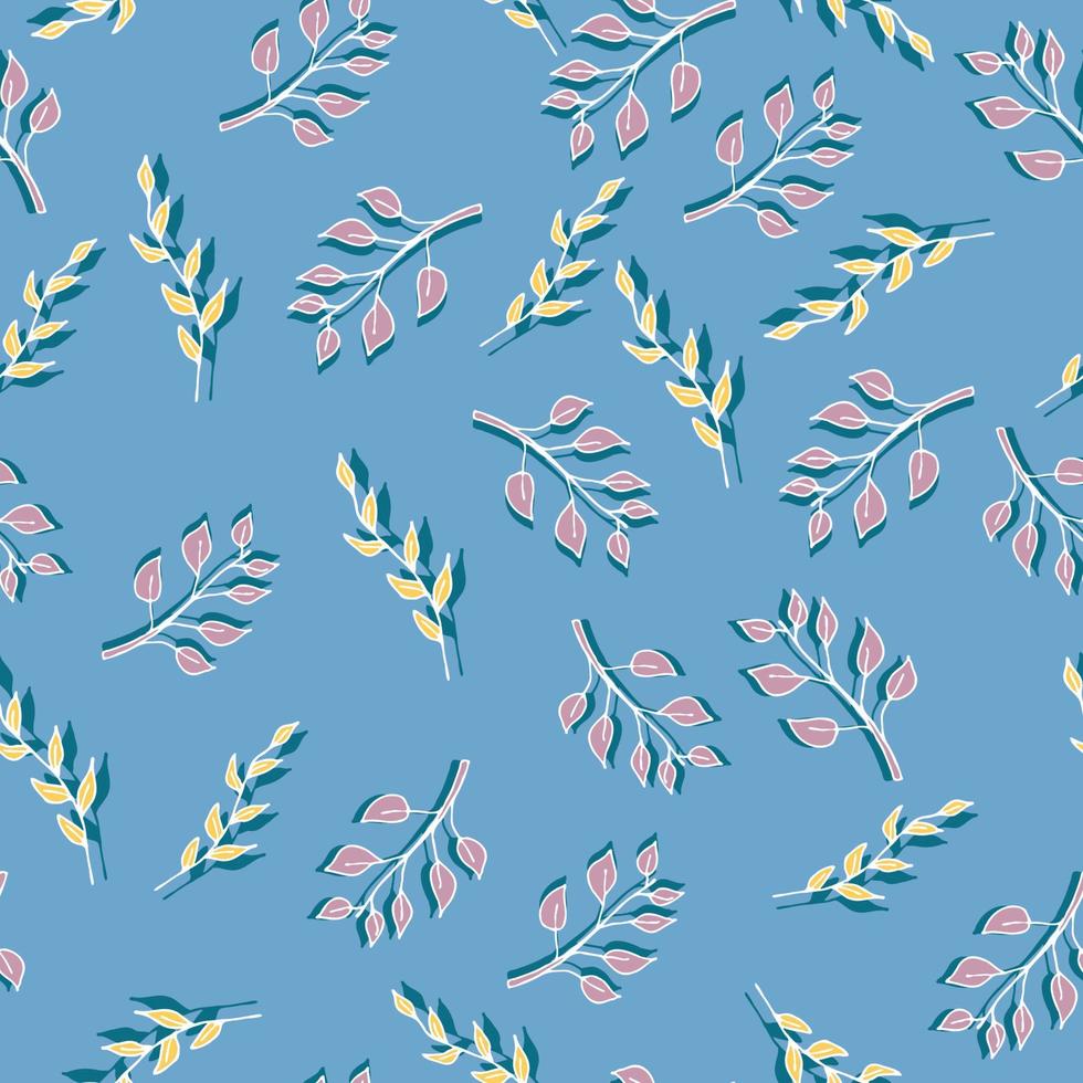 A seamless pattern leaves on a blue background, a vector illustration.