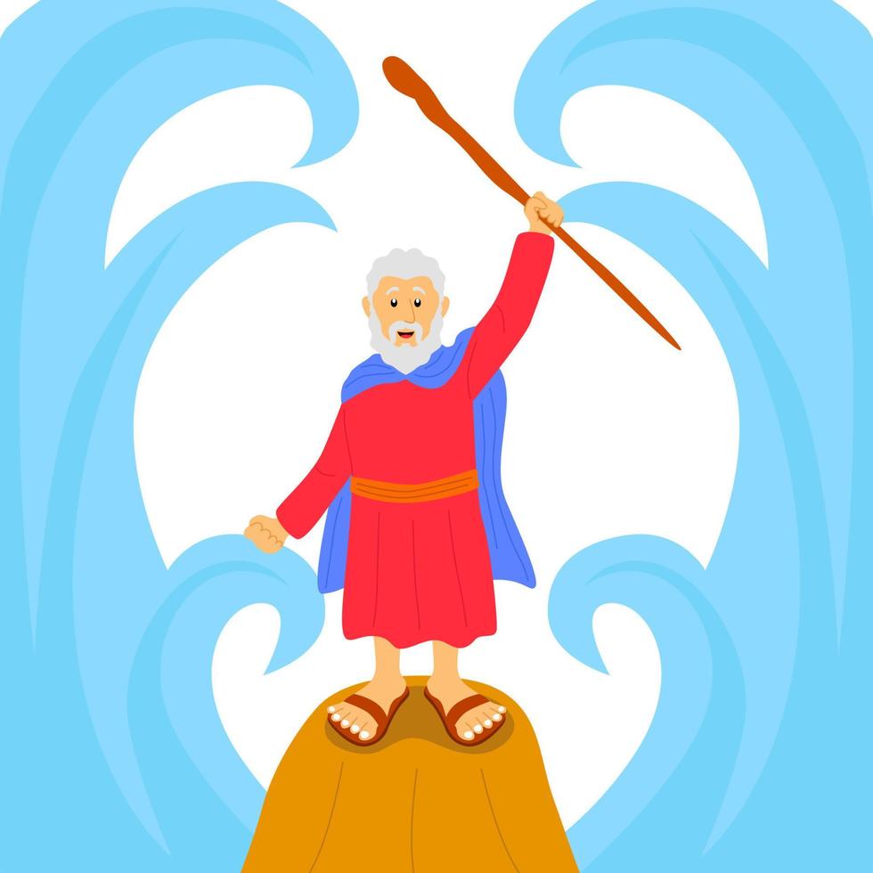 bible illustration, moses splitting the sea, vector, eps10, editable vector