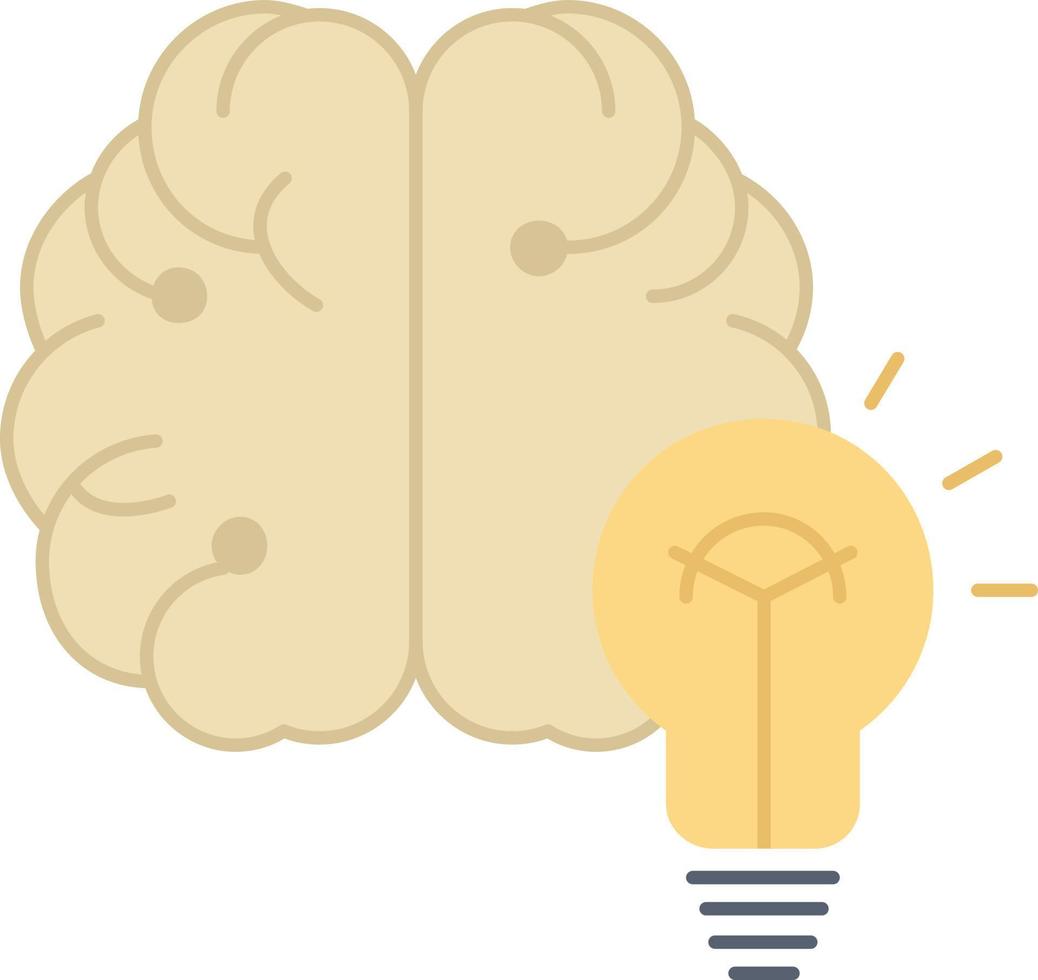 idea negocio cerebro mente bombilla color plano icono vector