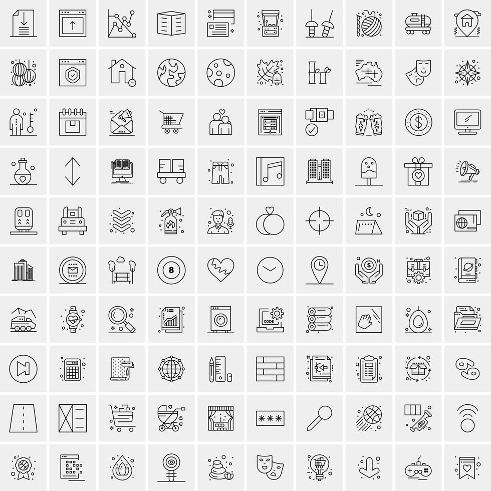 conjunto de 100 iconos de línea de negocios creativos vector