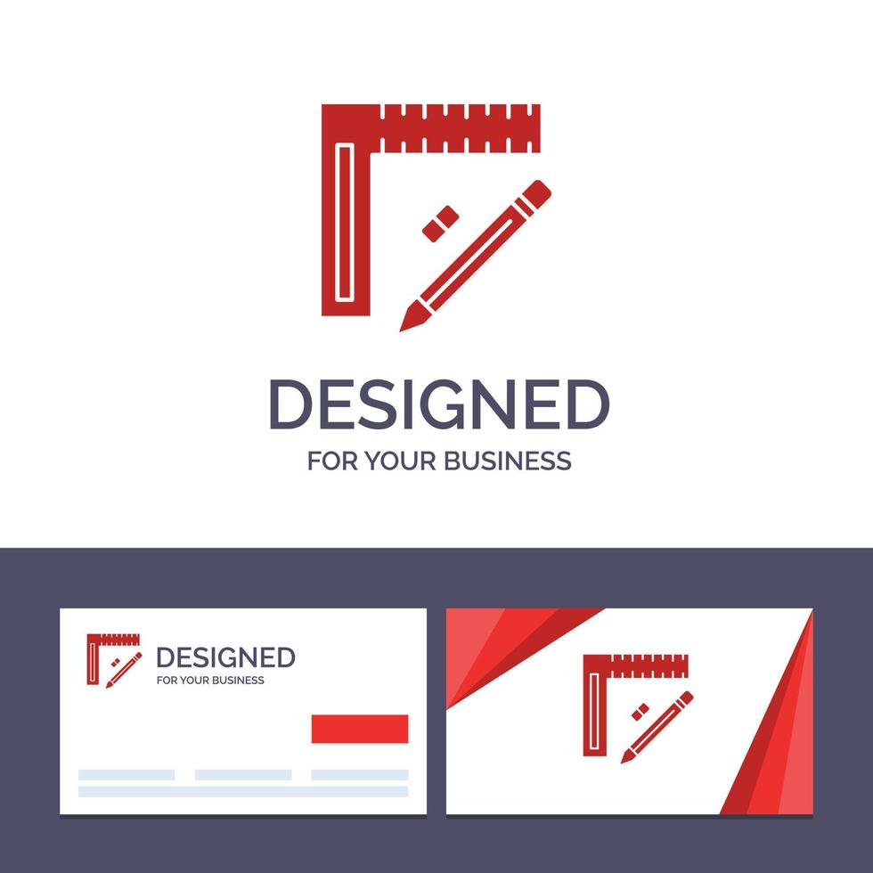 Creative Business Card and Logo template Ruler Construction Pencil Repair Design Vector Illustration