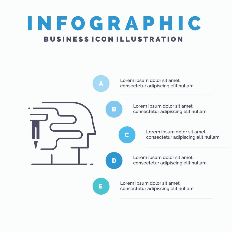 impresión humana gran pensamiento sólido icono infografía 5 pasos presentación antecedentes vector