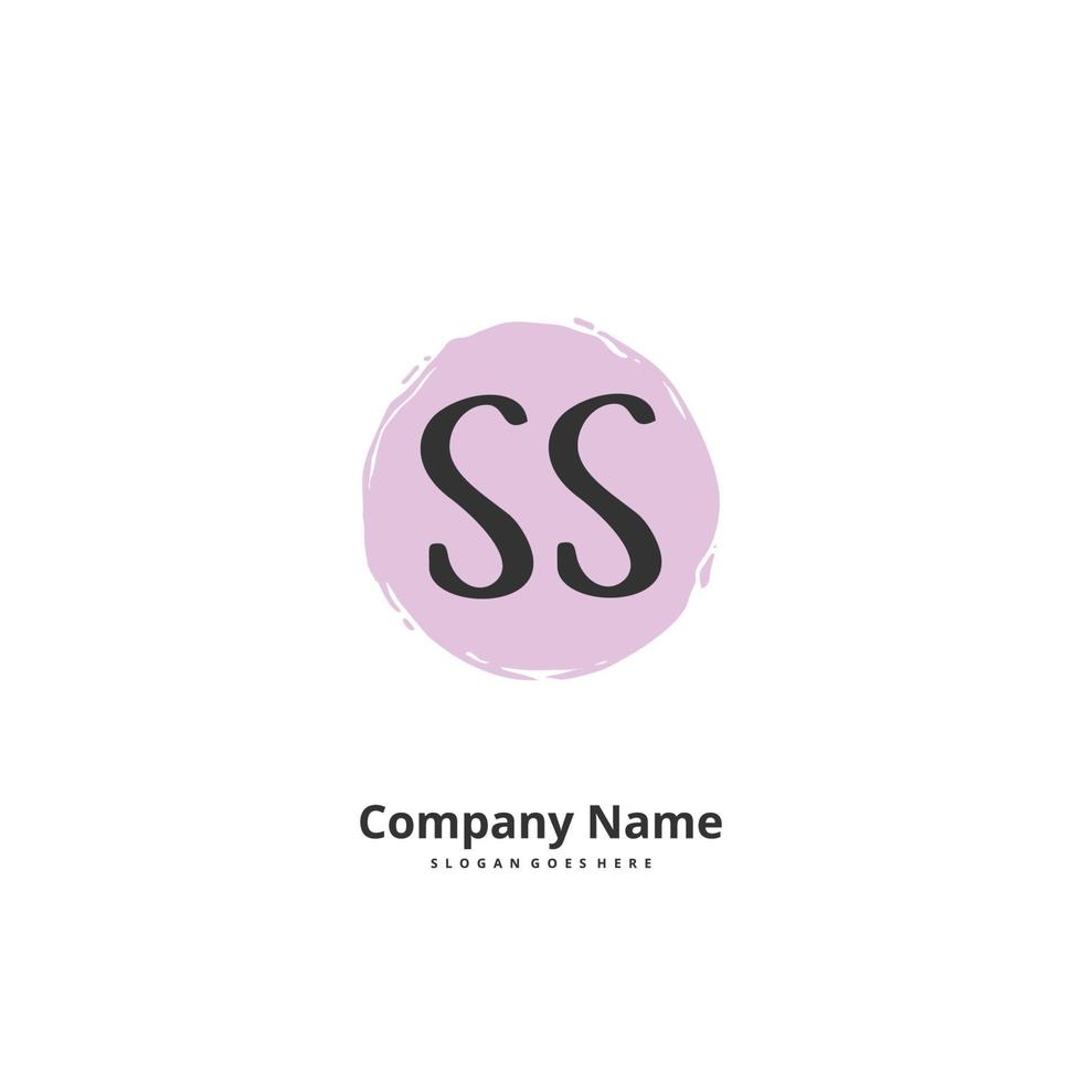 SS Initial handwriting and signature logo design with circle. Beautiful design handwritten logo for fashion, team, wedding, luxury logo. vector
