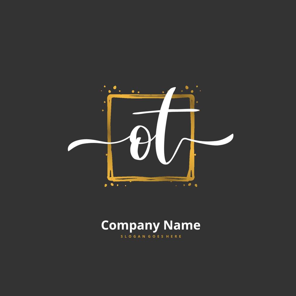 OT Initial handwriting and signature logo design with circle. Beautiful design handwritten logo for fashion, team, wedding, luxury logo. vector