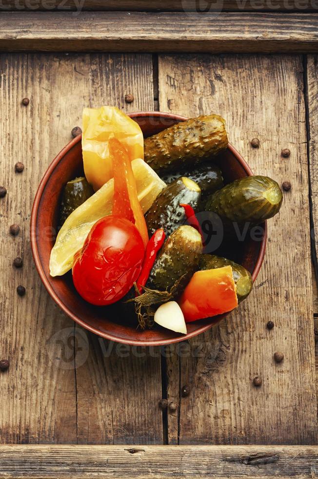 Pickles, pickled vegetables photo