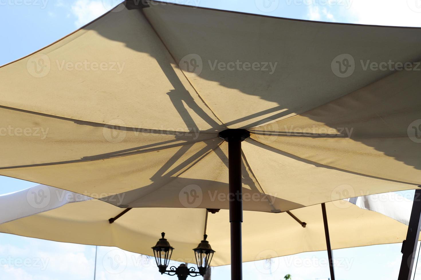 Umbrella in the city park near the sea. photo