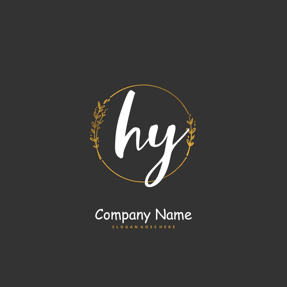 HY Initial handwriting and signature logo design with circle. Beautiful design handwritten logo for fashion, team, wedding, luxury logo. vector