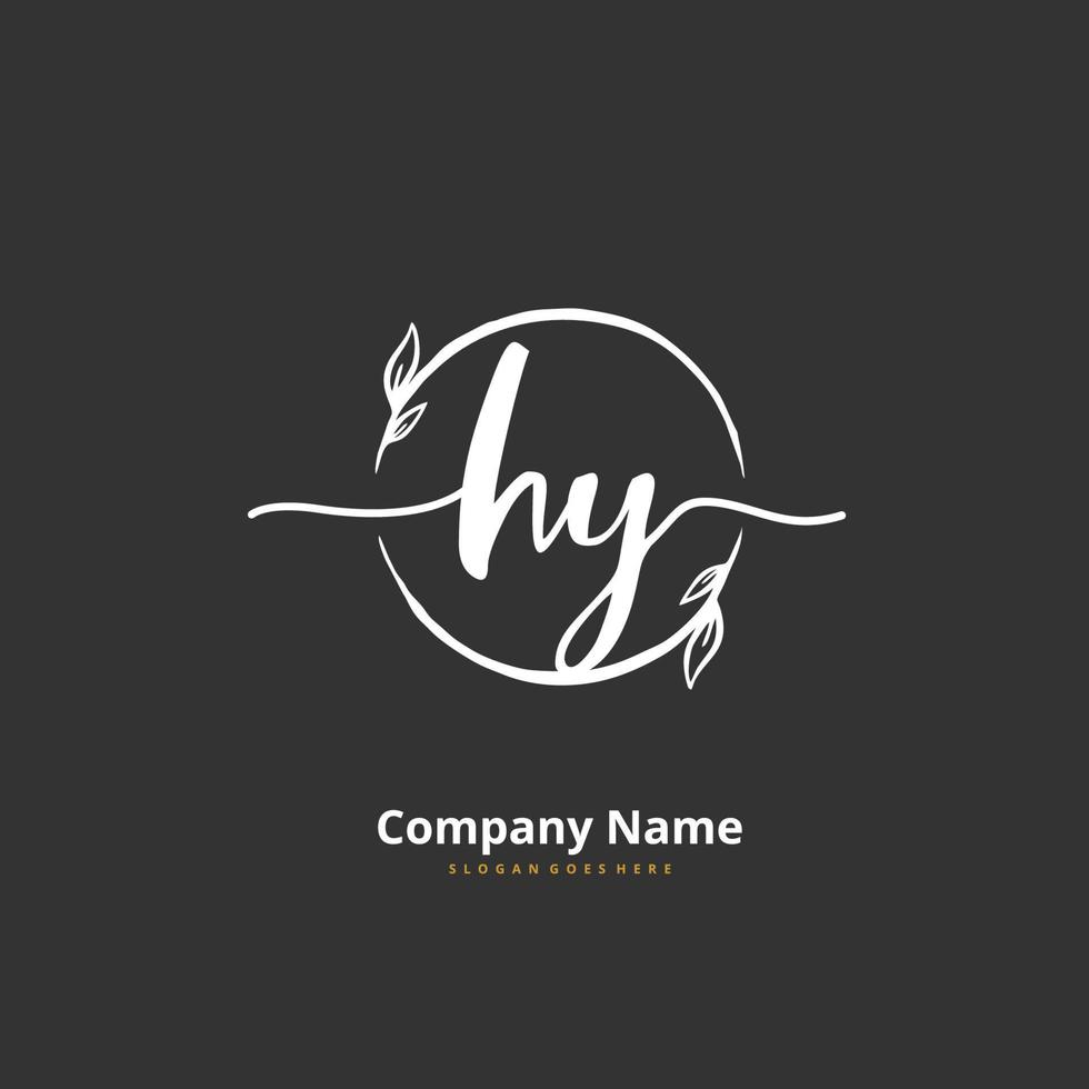 HY Initial handwriting and signature logo design with circle. Beautiful design handwritten logo for fashion, team, wedding, luxury logo. vector