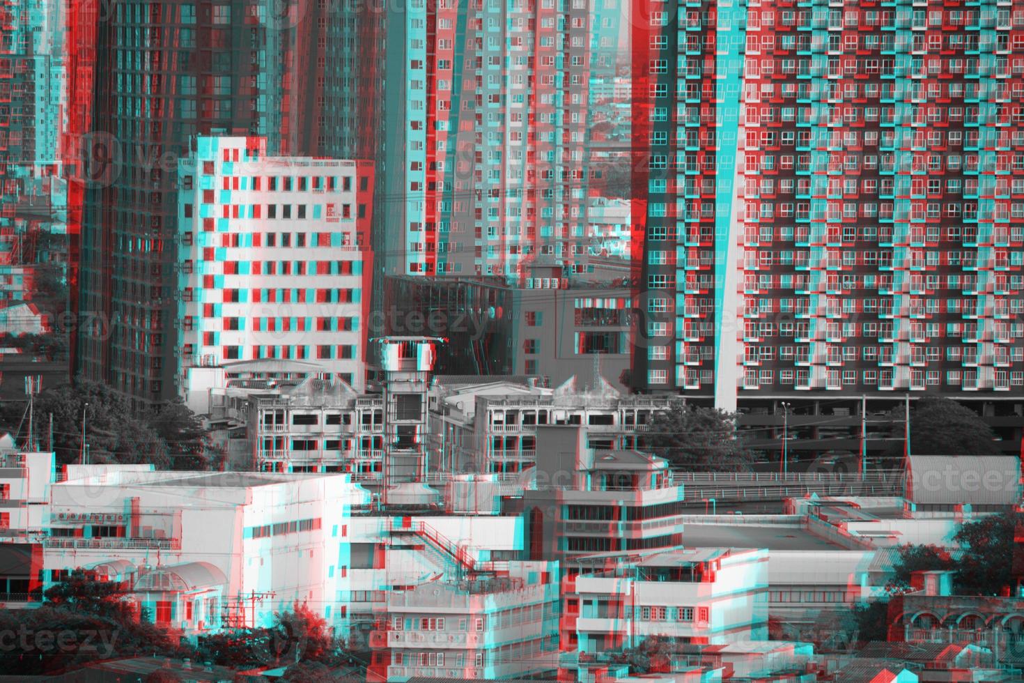 Abstract glitch building in the city, Unusual city buildings photo