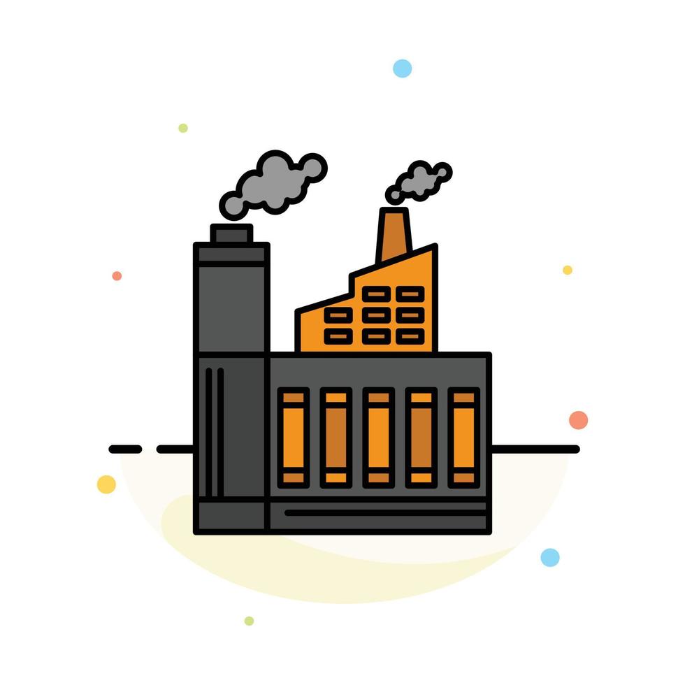 Industry Building Construction Factory Smoke Abstract Flat Color Icon Template vector