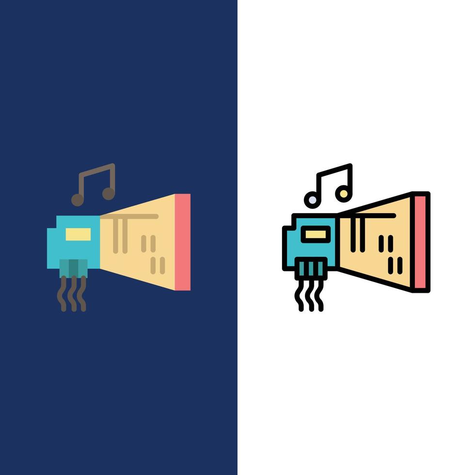 Audio Blaster Device Hardware Music  Icons Flat and Line Filled Icon Set Vector Blue Background