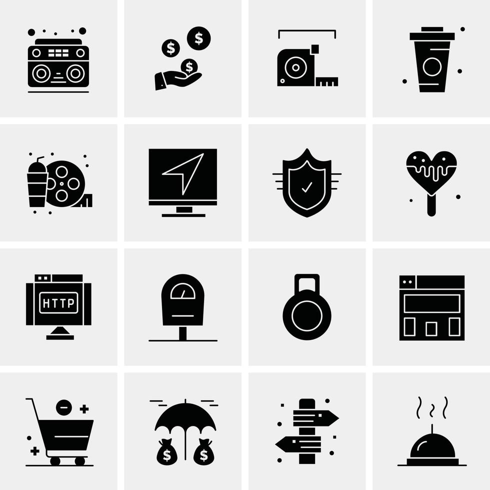 16 iconos de negocios universales vector ilustración de icono creativo para usar en proyectos relacionados con la web y dispositivos móviles