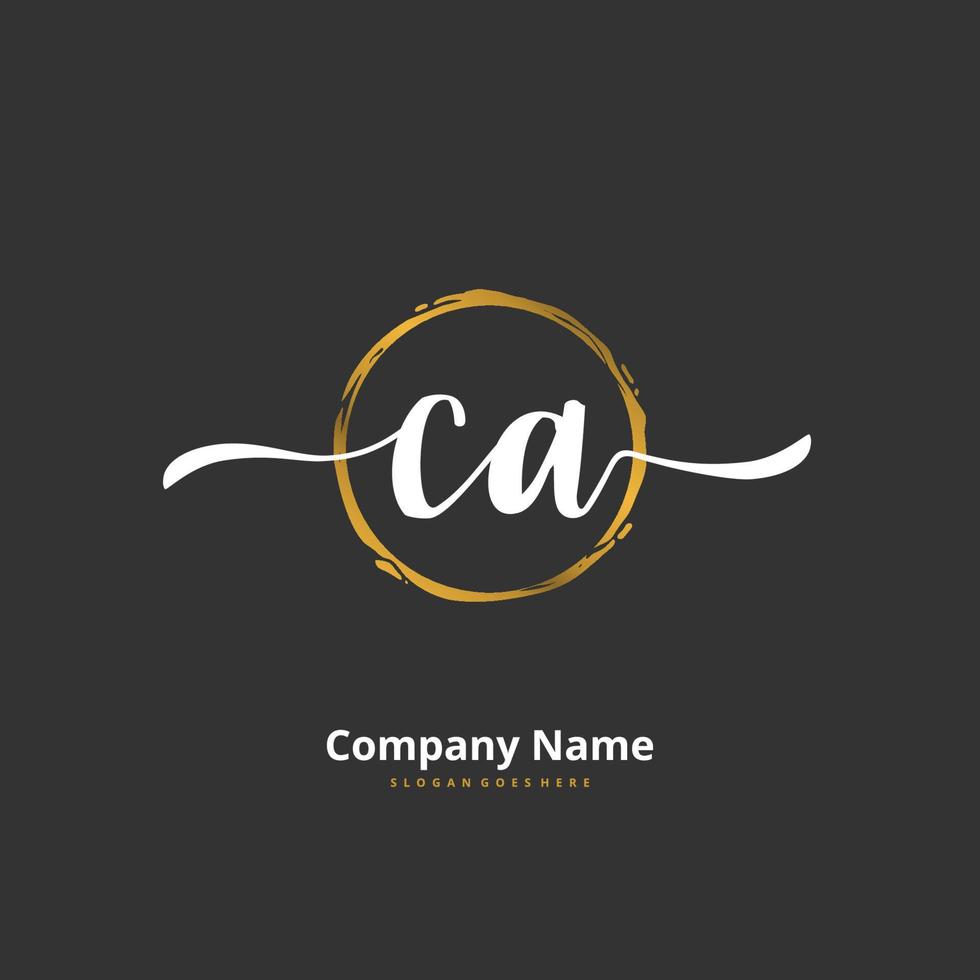 ca escritura a mano inicial y diseño de logotipo de firma con círculo. hermoso diseño de logotipo escrito a mano para moda, equipo, boda, logotipo de lujo. vector