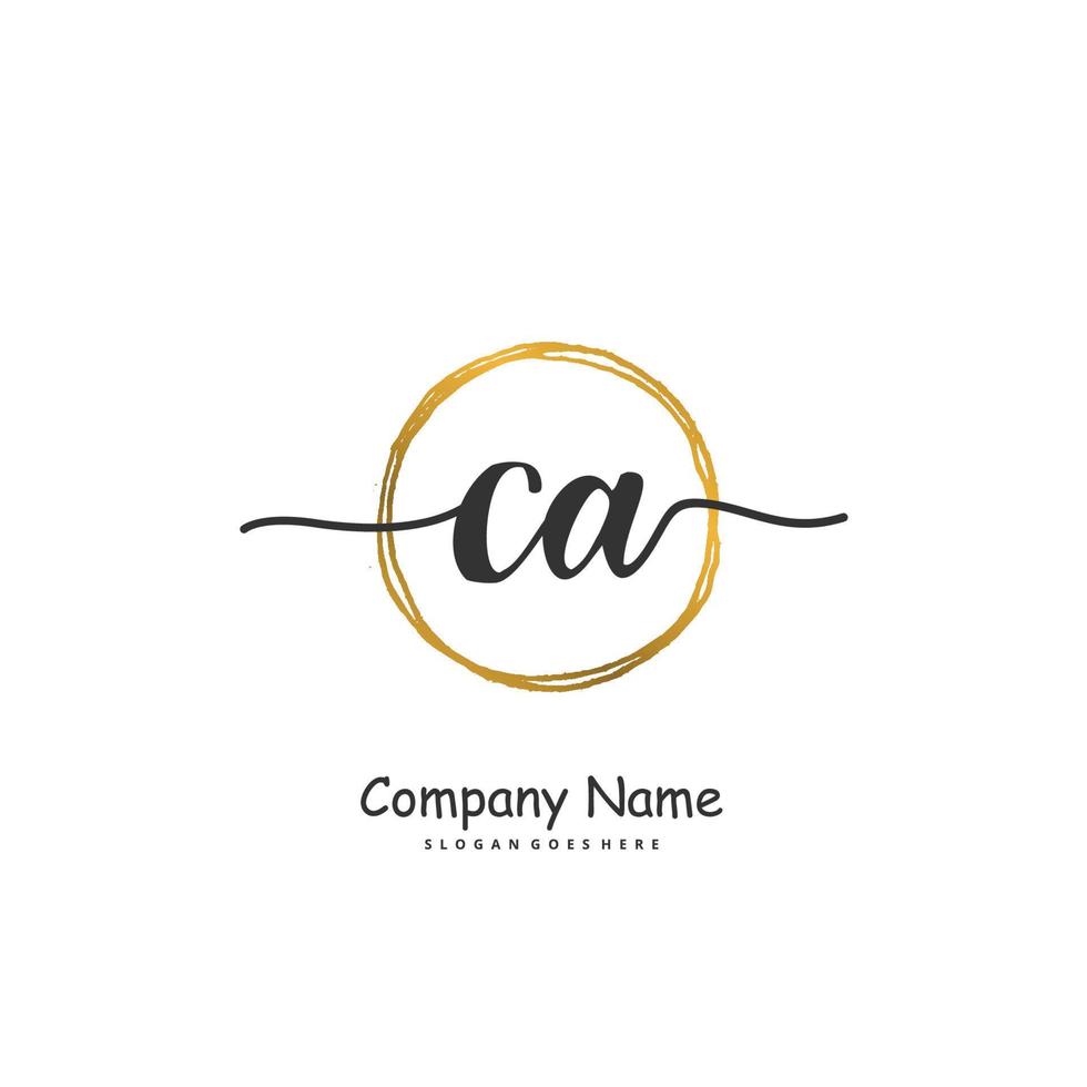 CA Initial handwriting and signature logo design with circle. Beautiful design handwritten logo for fashion, team, wedding, luxury logo. vector
