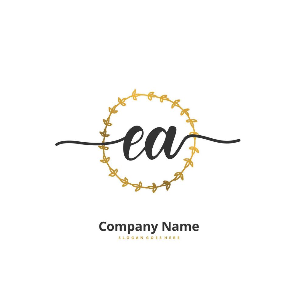 EA Initial handwriting and signature logo design with circle. Beautiful design handwritten logo for fashion, team, wedding, luxury logo. vector
