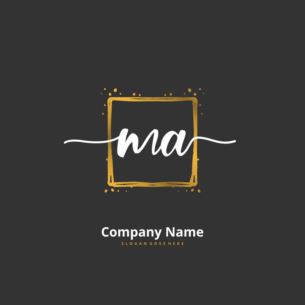 MA Initial handwriting and signature logo design with circle. Beautiful design handwritten logo for fashion, team, wedding, luxury logo. vector