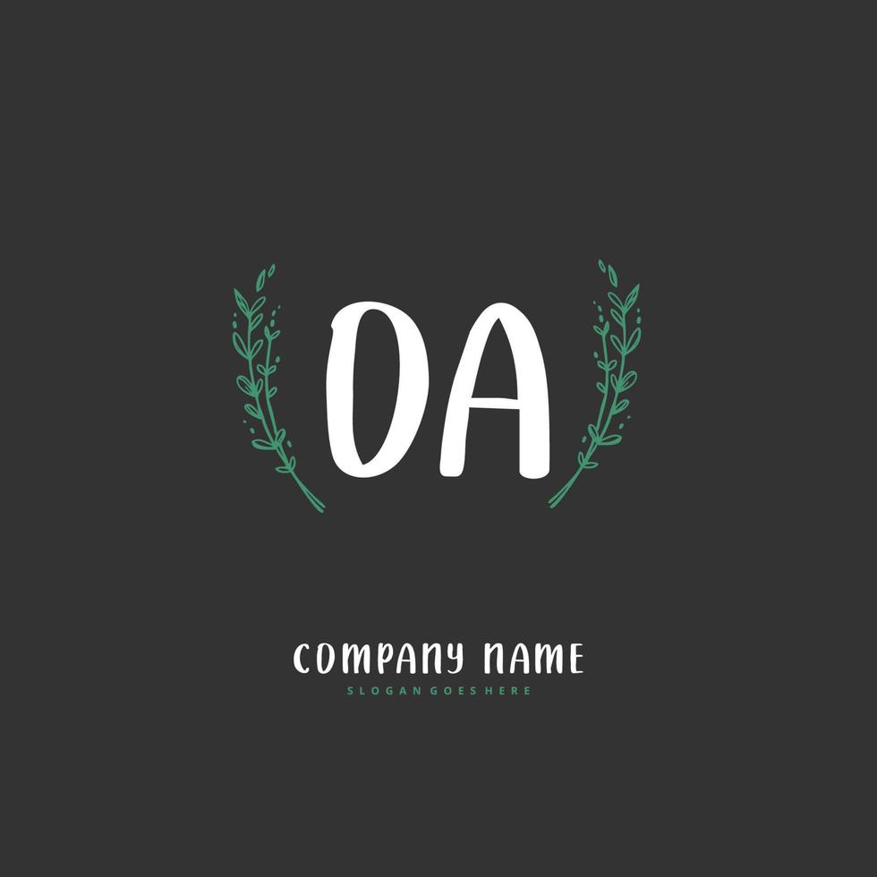 oa letra inicial y diseño de logotipo de firma con círculo. hermoso diseño de logotipo escrito a mano para moda, equipo, boda, logotipo de lujo. vector