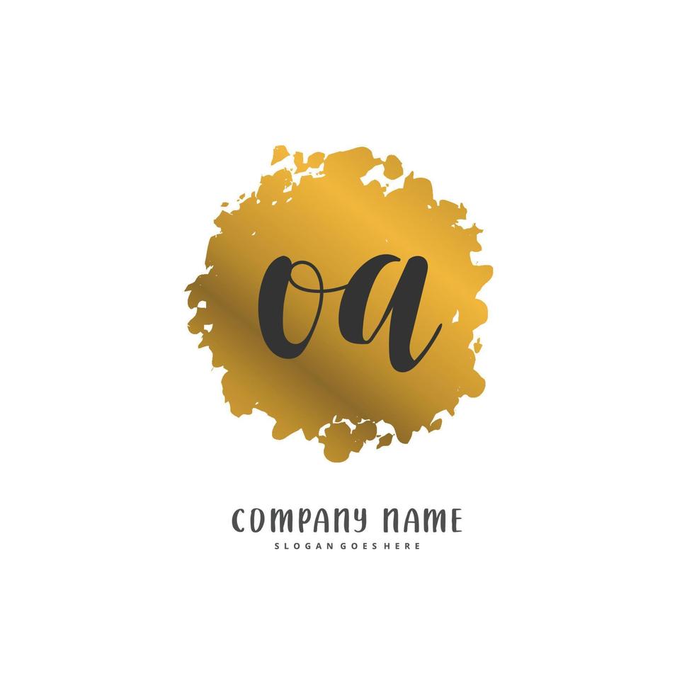 oa letra inicial y diseño de logotipo de firma con círculo. hermoso diseño de logotipo escrito a mano para moda, equipo, boda, logotipo de lujo. vector