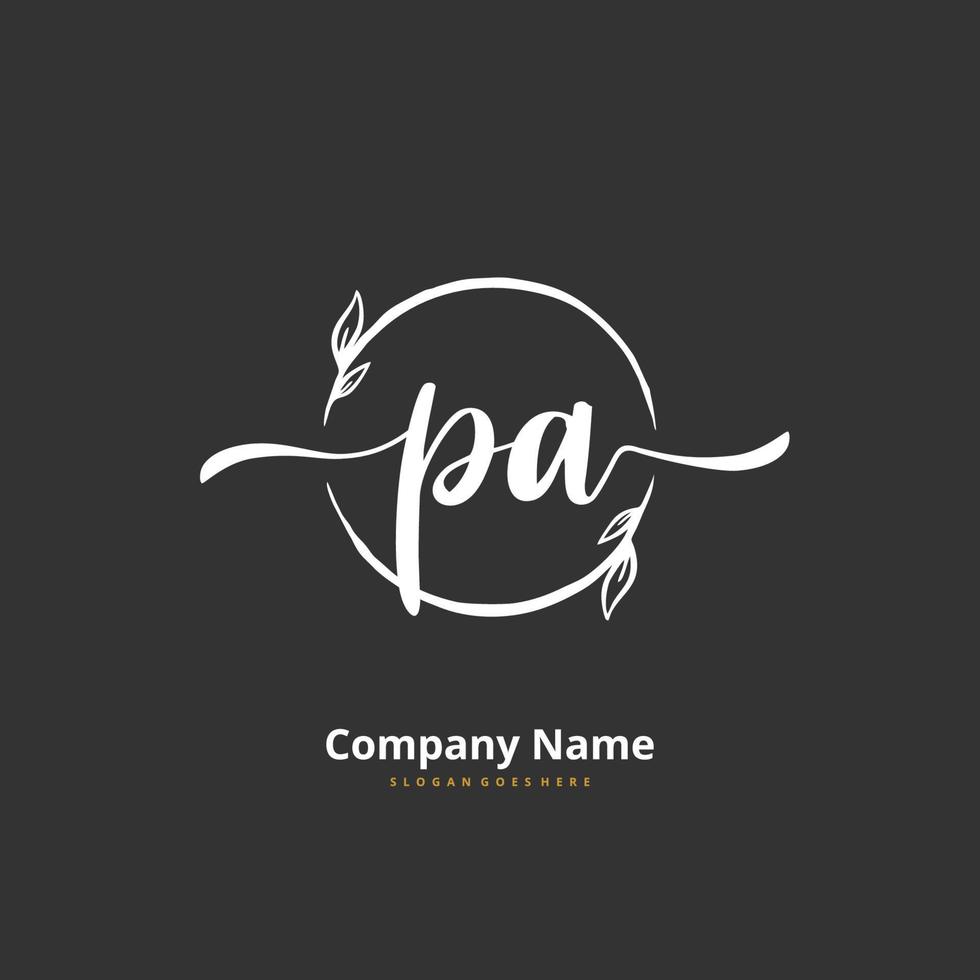 PA Initial handwriting and signature logo design with circle. Beautiful design handwritten logo for fashion, team, wedding, luxury logo. vector