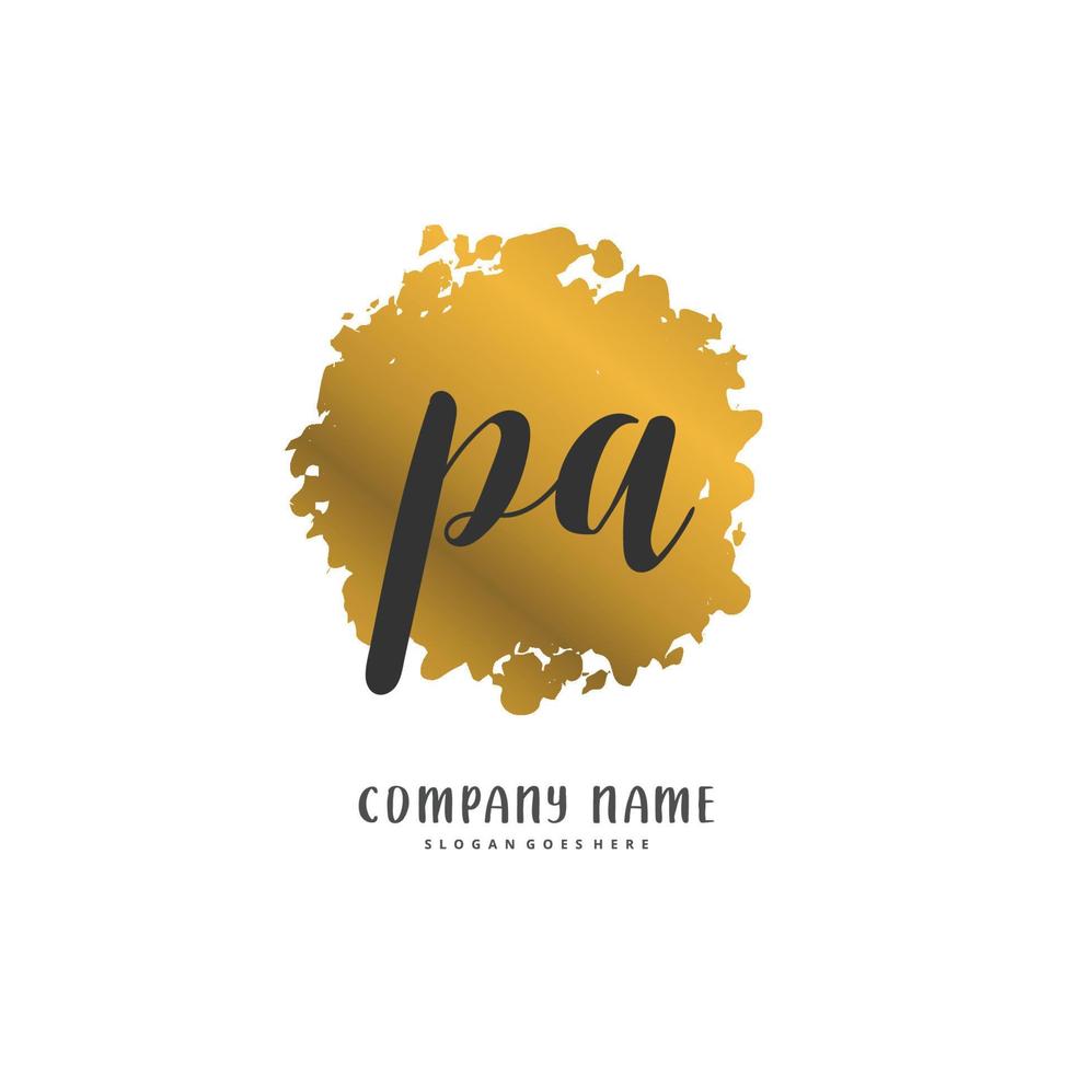 PA Initial handwriting and signature logo design with circle. Beautiful design handwritten logo for fashion, team, wedding, luxury logo. vector