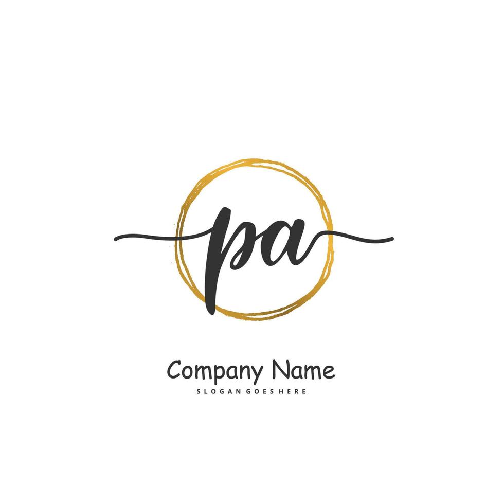 PA Initial handwriting and signature logo design with circle. Beautiful design handwritten logo for fashion, team, wedding, luxury logo. vector