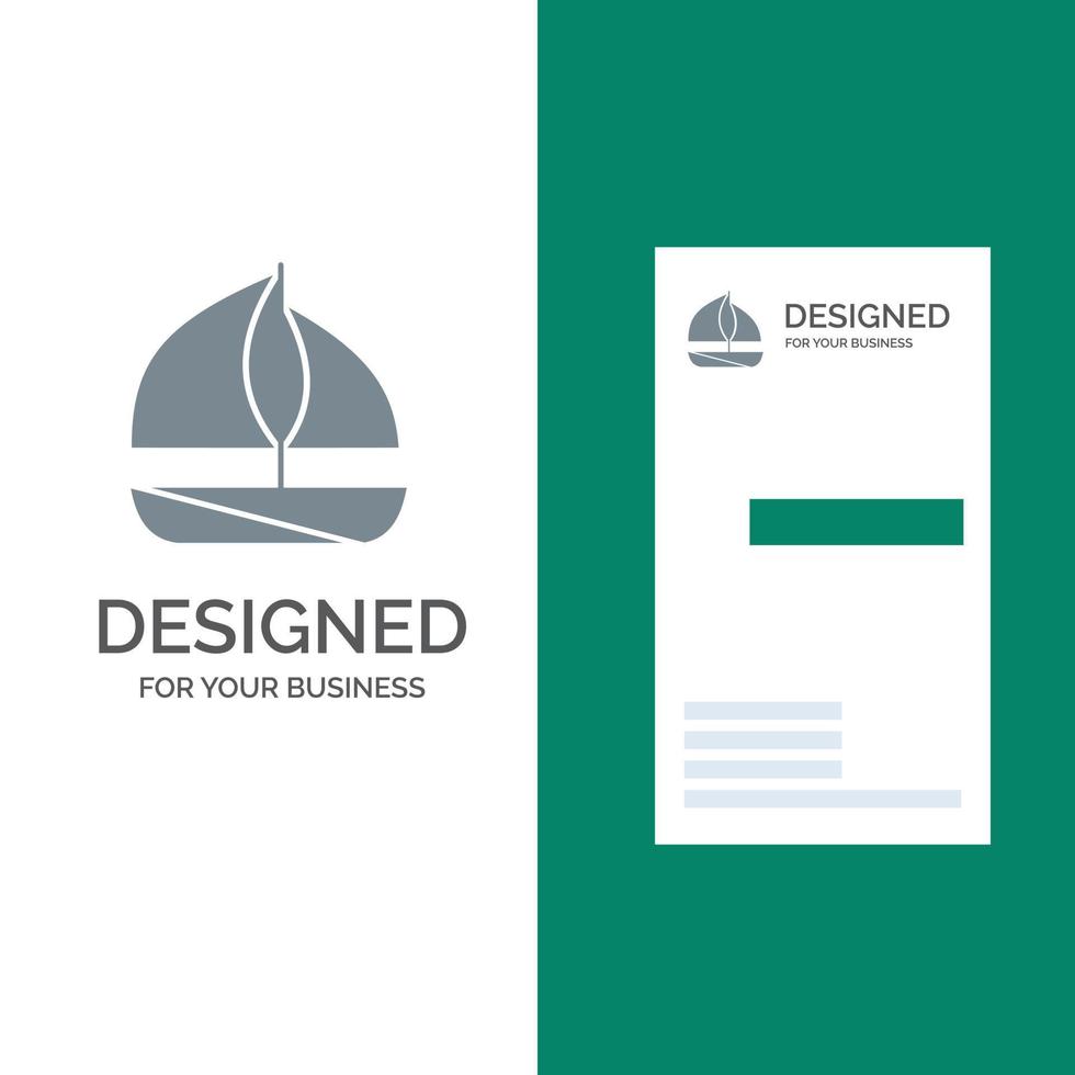 diseño de logotipo gris de barco de playa y plantilla de tarjeta de visita vector