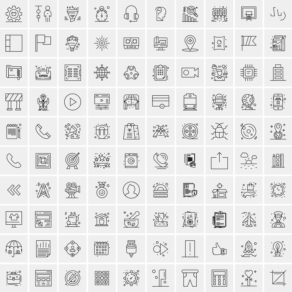 conjunto de 100 iconos de línea de negocios creativos vector