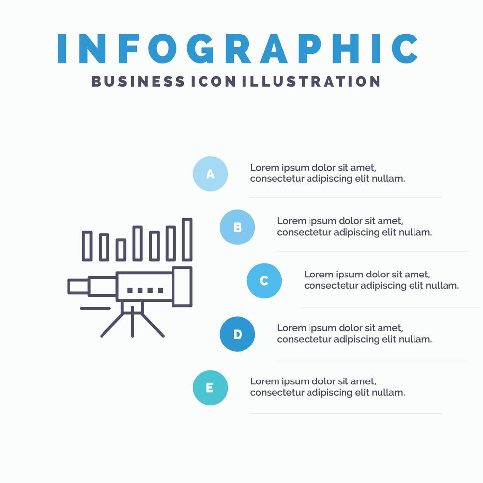 Telescope Business Forecast Forecasting Market Trend Vision Line icon with 5 steps presentation info vector