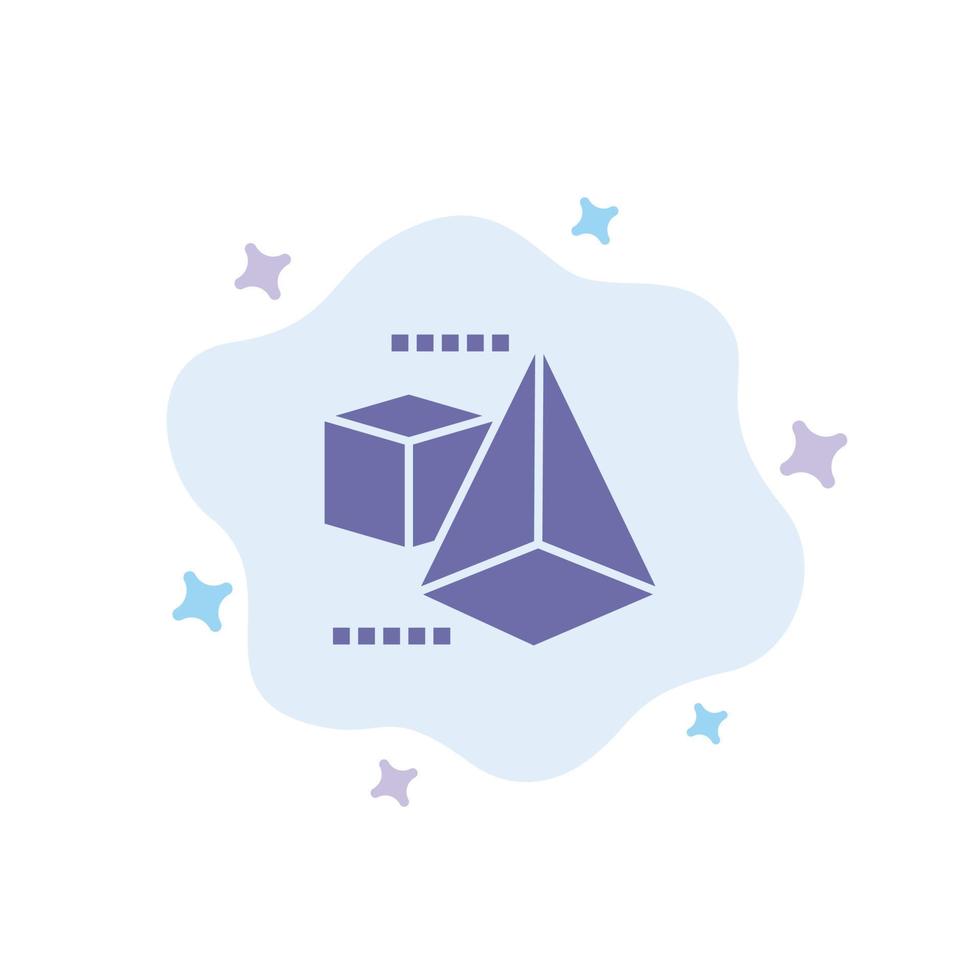 3dmodel 3d caja triángulo icono azul sobre fondo de nube abstracta vector