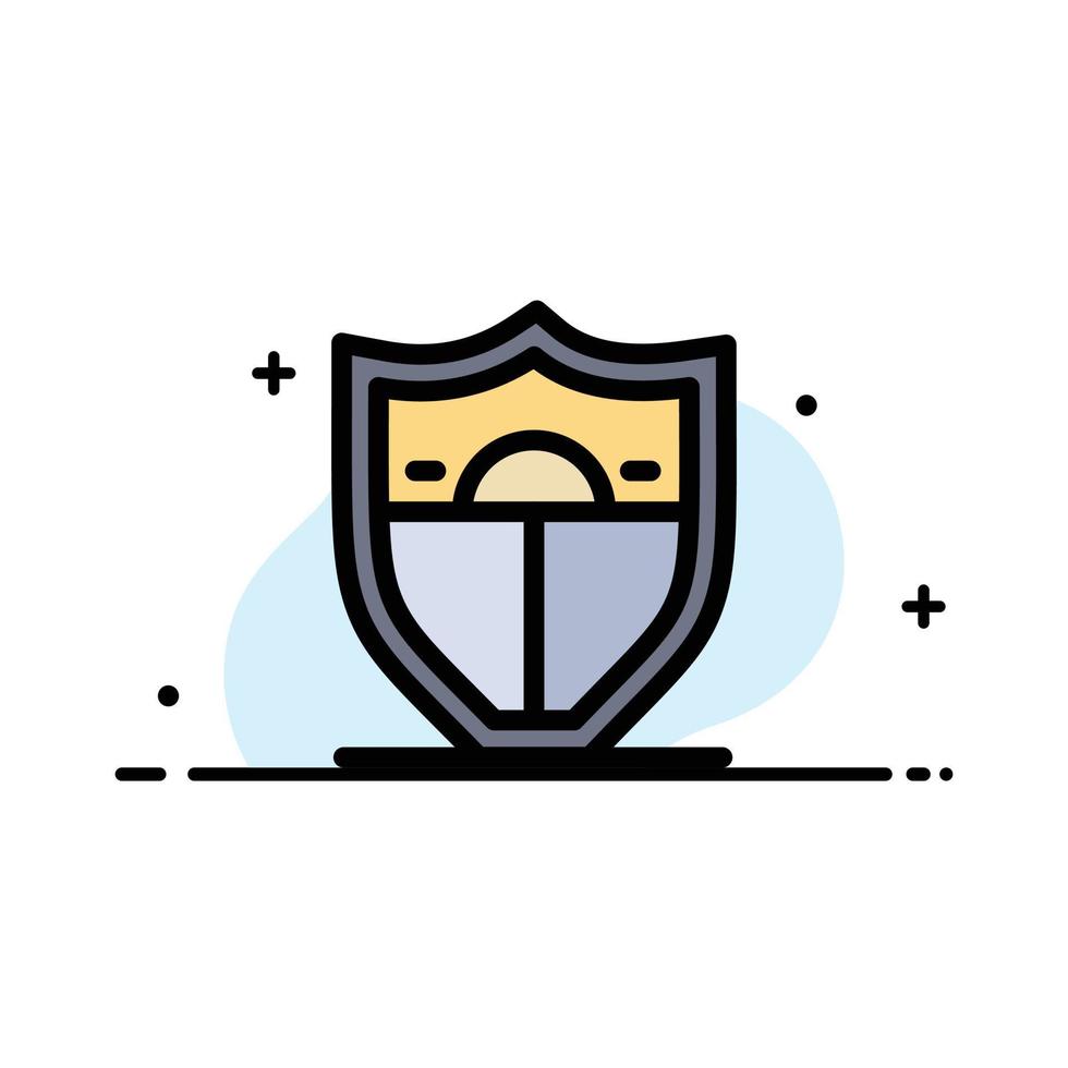 Shield Security Motivation  Business Flat Line Filled Icon Vector Banner Template