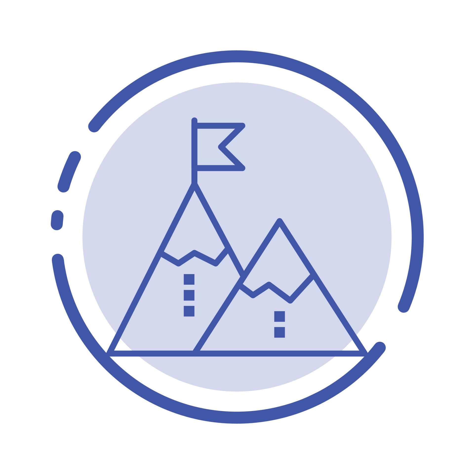 Success Achievement Flag Goal Mission Mountain Peak Blue Dotted Line