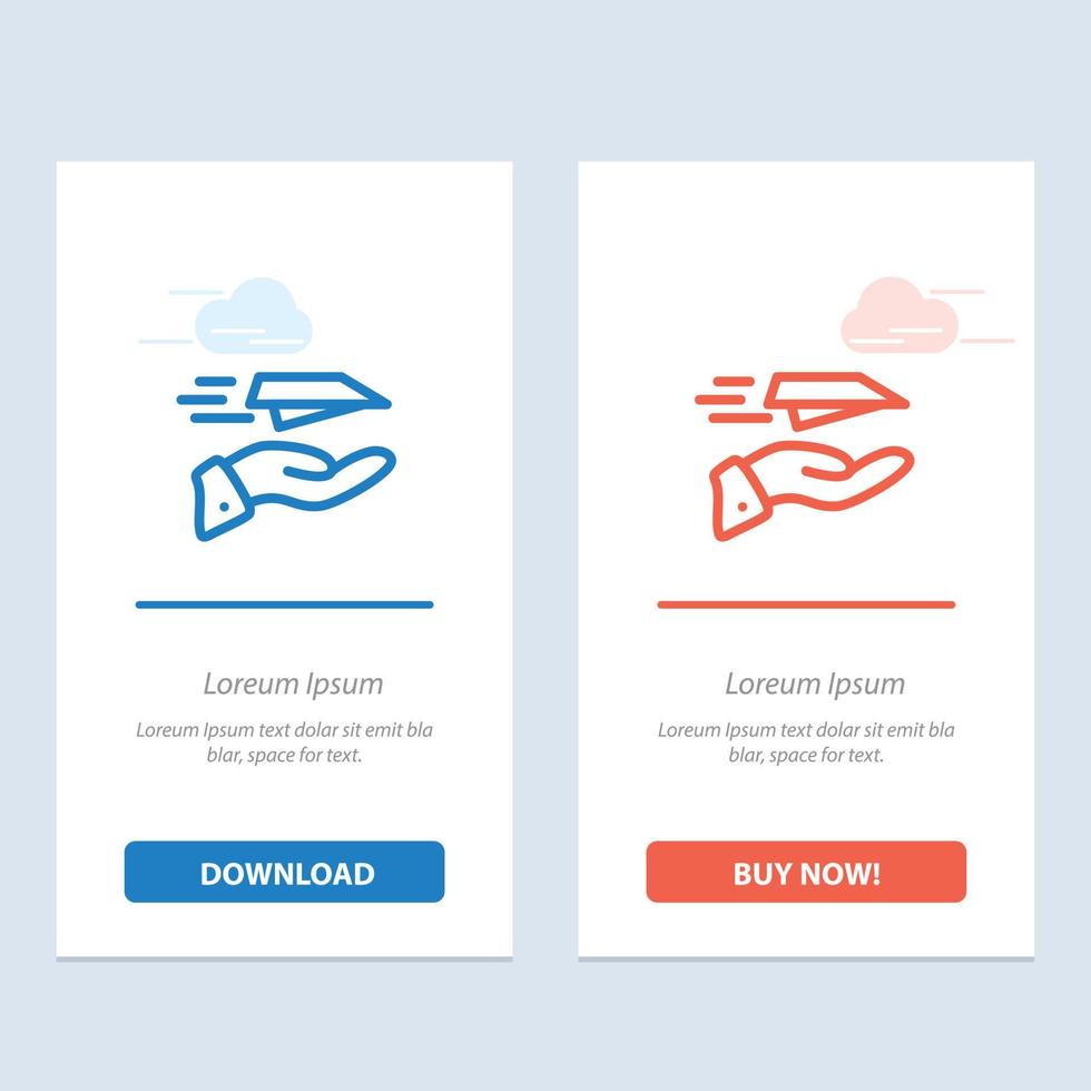 Hand Mail Paper Plane Plane Receive  Blue and Red Download and Buy Now web Widget Card Template vector