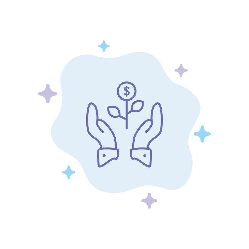 Growth Business Grow Growing Dollar Plant Raise Blue Icon on Abstract Cloud Background vector