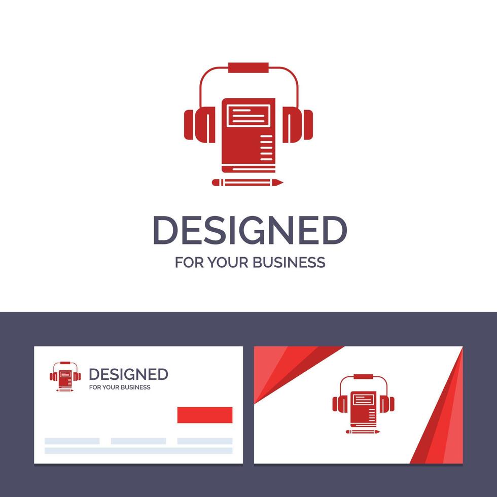 Creative Business Card and Logo template Music Audio Headphone Book Vector Illustration