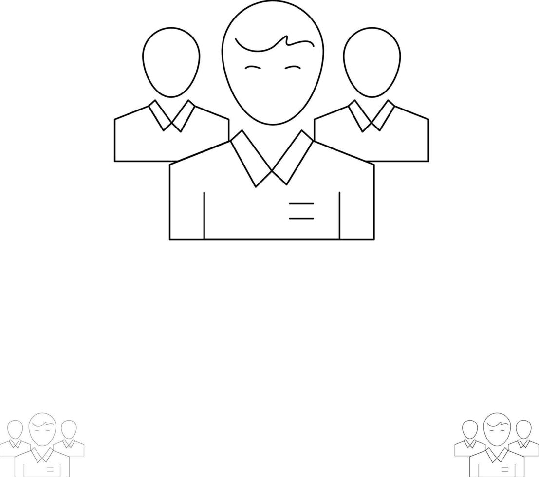 Team Business Ceo Executive Leader Leadership Person Bold and thin black line icon set vector