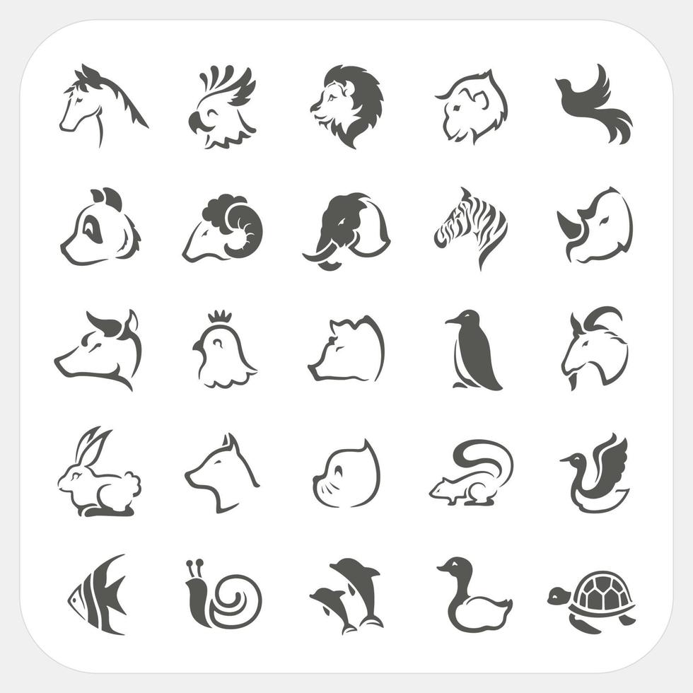 Animals icons set vector