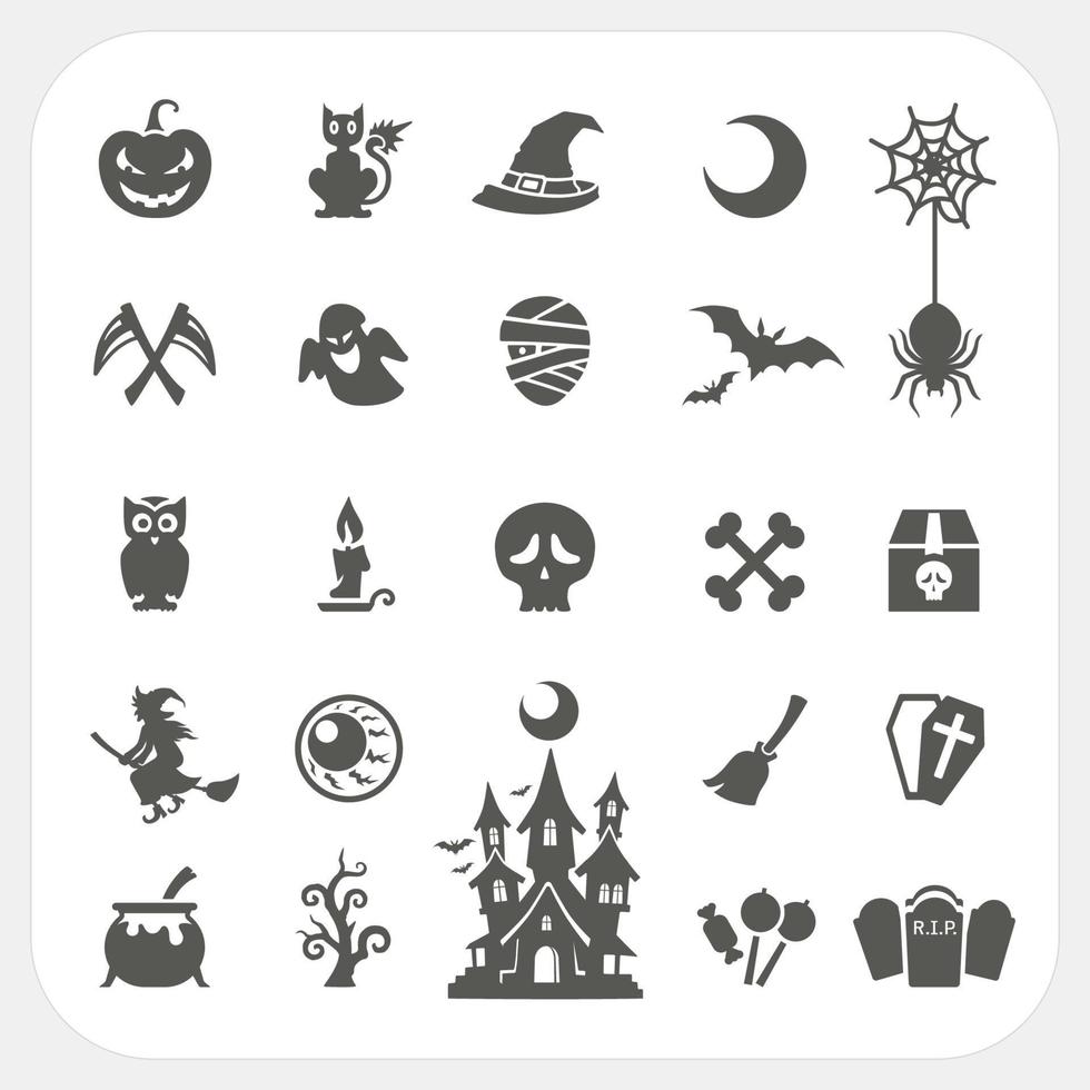 Halloween party icons set with frame background vector