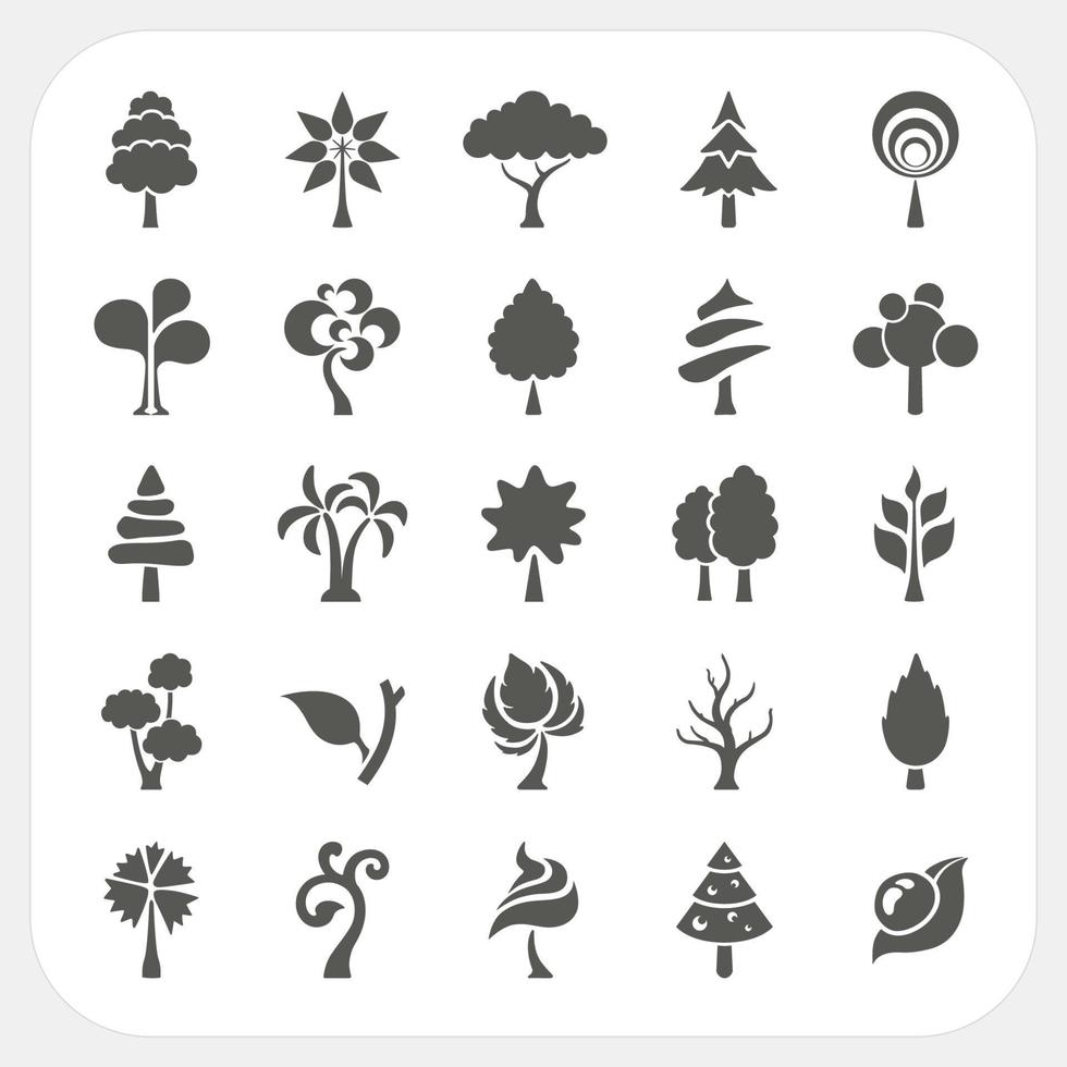 iconos de árbol en fondo blanco vector