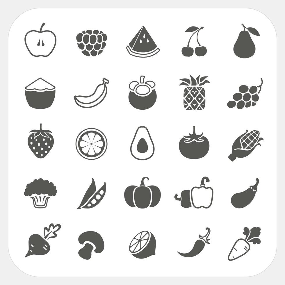 iconos de frutas y verduras con fondo de marco vector