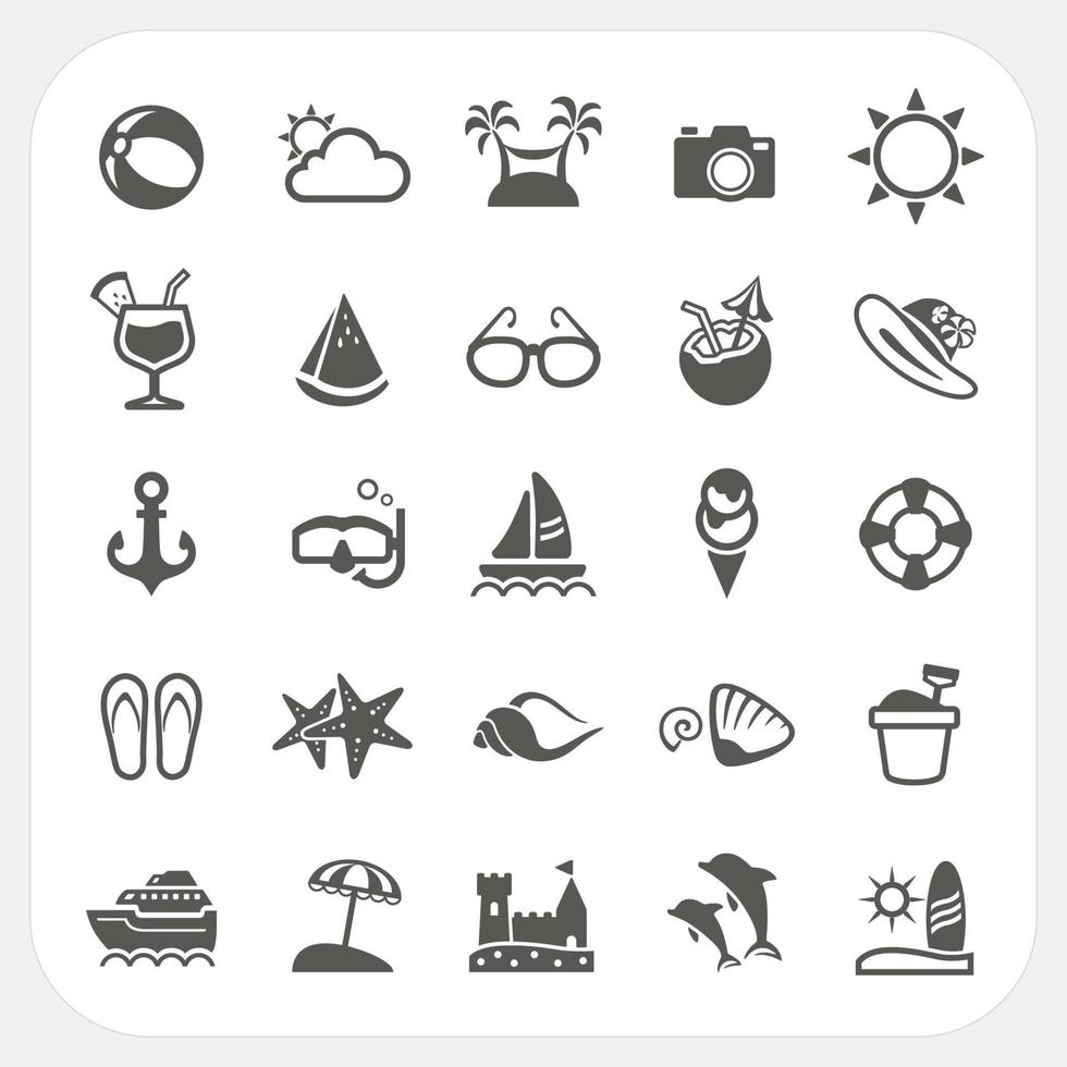 Summer holiday icons set vector